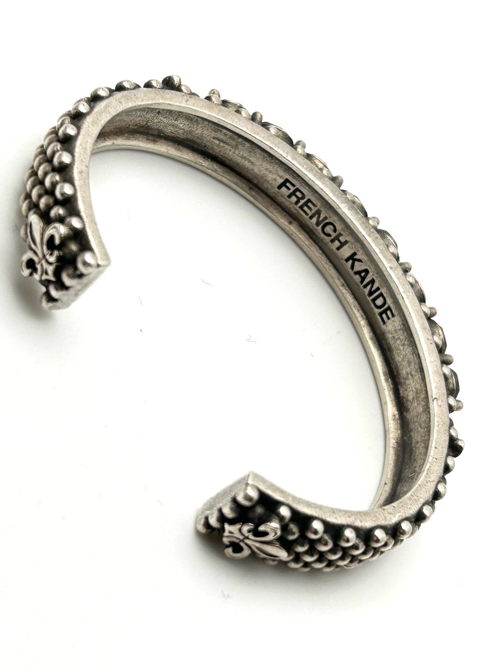 French Kande Fleuer di Lis Silver Cuff Bracelet with Swarovski Crystals - Picture 4 of 4